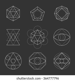 Sacred Geometry Shapes. Spirituality, Alchemy, Religion, Hipster Symbols. Vector.