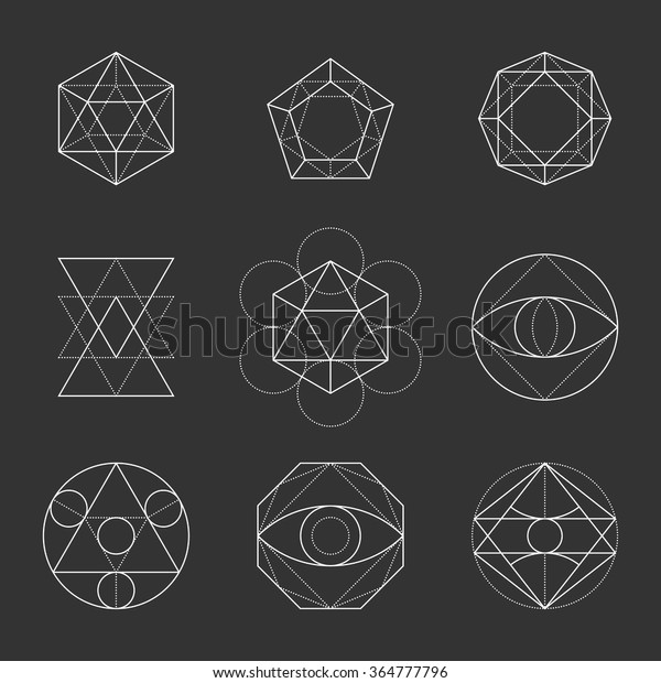 Sacred Geometry Shapes. Spirituality, Alchemy,
Religion, Hipster Symbols.
Vector.