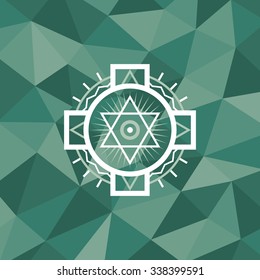 Sacred geometry sign. Abstract vector pattern. Mystic badge. Hexagon logo. Mandala illustration. Magic ornament. Design element.