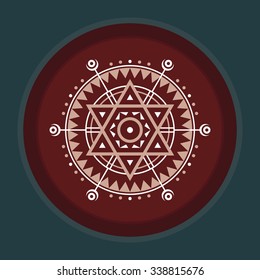 Sacred geometry sign. Abstract vector pattern. Mystic badge. Hexagon logo. Mandala illustration. Magic ornament. Design element.