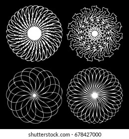 Sacred geometry signs set. Set of alchemy religion, philosophy spirituality  symbols and elements. Hipster symbols and elements geometric shapes flower of life linear contour. Vector.