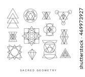 Sacred geometry signs set. Linear Modern Art. Alchemy, religion, philosophy, spirituality, creativity, astrology, esoteric, hipster symbols. Occult, mystical shapes, isolated. Vector illustration