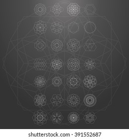 Sacred geometry signs. Set of symbols and elements. Alchemy, religion, philosophy, spirituality, hipster symbols and elements. geometric shapes