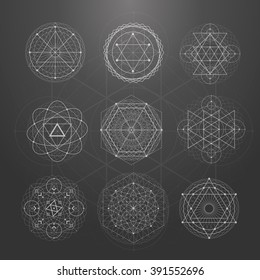 Sacred geometry signs. Set of symbols and elements. Alchemy, religion, philosophy, spirituality, hipster symbols and elements. geometric shapes