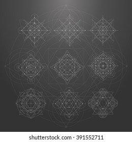 Sacred geometry signs. Set of symbols and elements. Alchemy, religion, philosophy, spirituality, hipster symbols and elements. geometric shapes