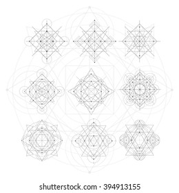 Sacred geometry signs. Set of symbols and elements. Alchemy, religion, philosophy, spirituality, hipster symbols and elements. geometric shapes