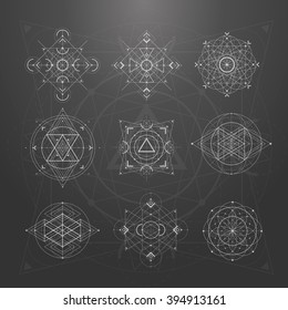 Sacred geometry signs. Set of symbols and elements. Alchemy, religion, philosophy, spirituality, hipster symbols and elements. geometric shapes