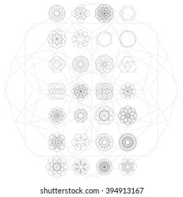 Sacred geometry signs. Set of symbols and elements. Alchemy, religion, philosophy, spirituality, hipster symbols and elements. geometric shapes