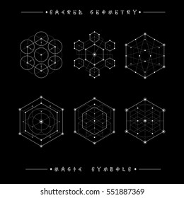 Sacred geometry signs. Set of symbols and elements. Alchemy, religion, philosophy, spirituality, hipster symbols and elements. geometric shapes