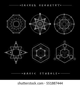 Sacred geometry signs. Set of symbols and elements. Alchemy, religion, philosophy, spirituality, hipster symbols and elements. geometric shapes