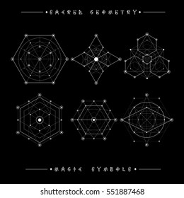 Sacred geometry signs. Set of symbols and elements. Alchemy, religion, philosophy, spirituality, hipster symbols and elements. geometric shapes