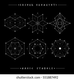 Sacred geometry signs. Set of symbols and elements. Alchemy, religion, philosophy, spirituality, hipster symbols and elements. geometric shapes