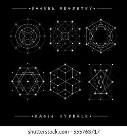 Sacred geometry signs. Set of symbols and elements. Alchemy, religion, philosophy, spirituality, hipster symbols and elements. geometric shapes