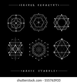 Sacred geometry signs. Set of symbols and elements. Alchemy, religion, philosophy, spirituality, hipster symbols and elements. geometric shapes