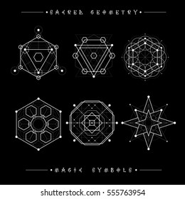 Sacred geometry signs. Set of symbols and elements. Alchemy, religion, philosophy, spirituality, hipster symbols and elements. geometric shapes