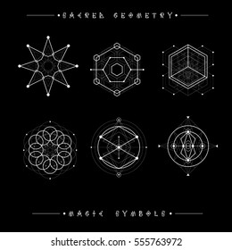 Sacred geometry signs. Set of symbols and elements. Alchemy, religion, philosophy, spirituality, hipster symbols and elements. geometric shapes