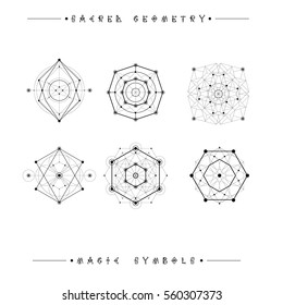 Sacred geometry signs. Set of symbols and elements. Alchemy, religion, philosophy, spirituality, hipster symbols and elements. geometric shapes