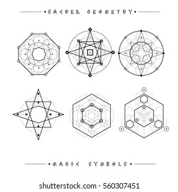 Sacred geometry signs. Set of symbols and elements. Alchemy, religion, philosophy, spirituality, hipster symbols and elements. geometric shapes