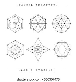 Sacred geometry signs. Set of symbols and elements. Alchemy, religion, philosophy, spirituality, hipster symbols and elements. geometric shapes