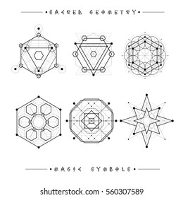 Sacred geometry signs. Set of symbols and elements. Alchemy, religion, philosophy, spirituality, hipster symbols and elements. geometric shapes