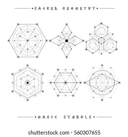 Sacred geometry signs. Set of symbols and elements. Alchemy, religion, philosophy, spirituality, hipster symbols and elements. geometric shapes