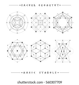 Sacred geometry signs. Set of symbols and elements. Alchemy, religion, philosophy, spirituality, hipster symbols and elements. geometric shapes