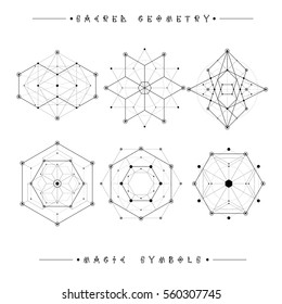 Sacred geometry signs. Set of symbols and elements. Alchemy, religion, philosophy, spirituality, hipster symbols and elements. geometric shapes