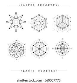 Sacred geometry signs. Set of symbols and elements. Alchemy, religion, philosophy, spirituality, hipster symbols and elements. geometric shapes