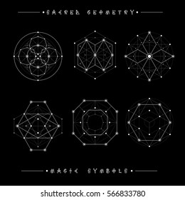 Sacred geometry signs. Set of symbols and elements. Alchemy, religion, philosophy, spirituality, hipster symbols and elements. geometric shapes