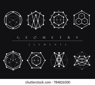 Sacred geometry signs set of symbols and elements alchemy religion philosophy spirituality