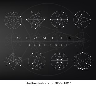 Sacred geometry signs set of symbols and elements alchemy religion philosophy spirituality