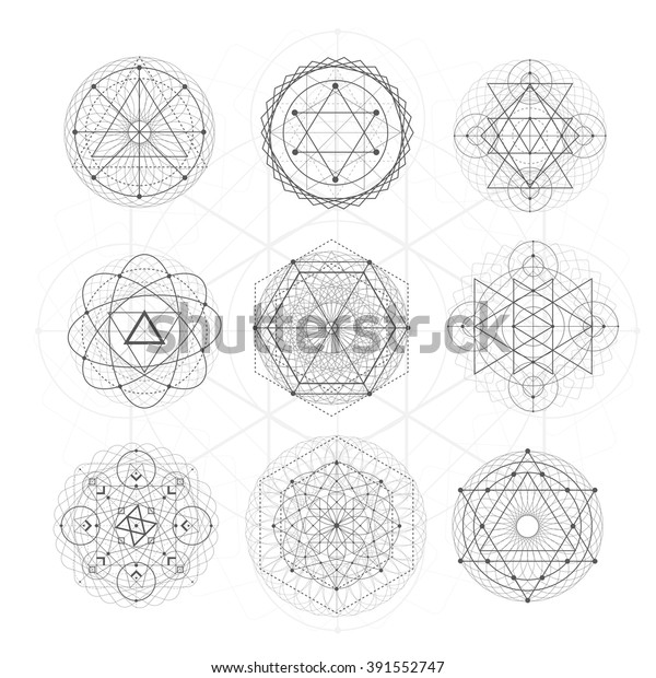 Sacred geometry signs. Set of symbols and\
elements. Alchemy, religion, philosophy, spirituality, hipster\
symbols and elements. geometric\
shapes