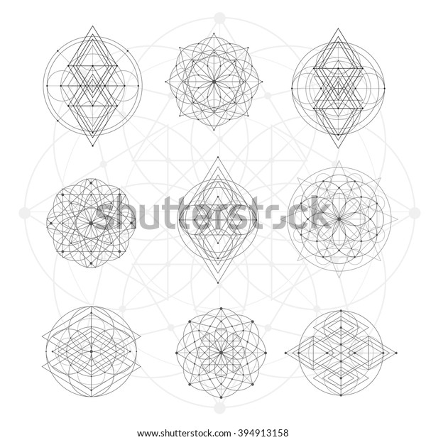 Sacred Geometry Signs Set Symbols Elements Stock Vector (Royalty Free ...