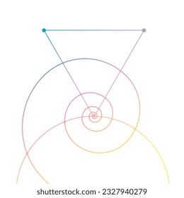 Sacred geometry spiritual new age futuristic illustration with interlocking circles and triangles on white.