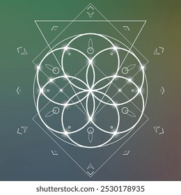 Sacred geometry spiritual symbol on natural background. Wiccan witchcraft geometric symbol.