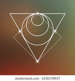 Sacred geometry spiritual symbol on natural background. Wiccan witchcraft geometric symbol.