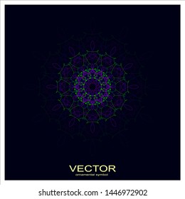 Sacred geometry. Spirograph.Vector elements. Digital watermark. ornament with flower shape logo icon for health and beauty company
