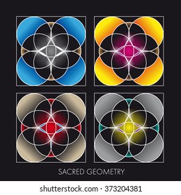 Sacred Geometry. Stained Glass. Vector. Gothic