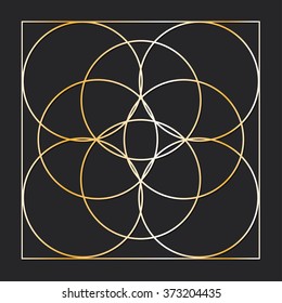 Sacred Geometry. Stained Glass. Vector. Gothic