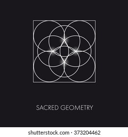 Sacred Geometry. Stained Glass. Vector. Gothic