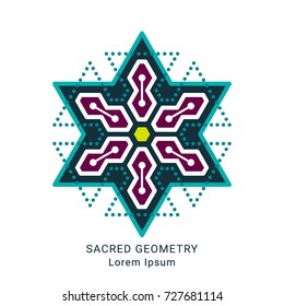 Sacred Geometry Style Symbol. Sacral Geometric Outline Sign. Editable Stroke. Paths Are Not Expanded. EPS 10 Linear Design Vector Illustration.