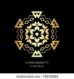 Sacred geometry style symbol. Sacral geometric outline sign. Line art golden element. EPS 10 linear design vector illustration.