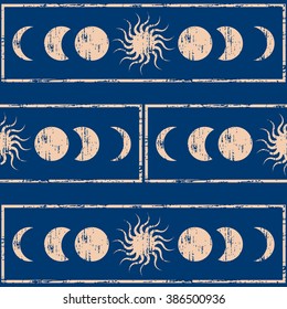 Geometría sagrada. Sol y luna.Patrón sin problemas. Concepto de astrología mágica