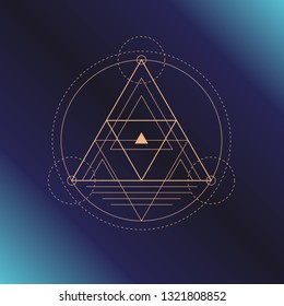 Sacred geometry symbol. Alchemy, religion, philosophy, astrology and spirituality themes. Vector illustration on dark blue background for posters, websites, engraving and much more.