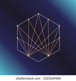 Sacred geometry symbol. Alchemy, religion, philosophy, astrology and spirituality themes. Vector illustration on dark blue background for posters, websites, engraving and much more.