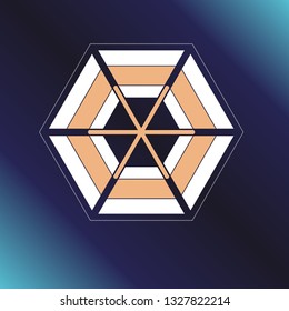 Sacred geometry symbol. Alchemy, religion, philosophy, astrology and spirituality themes. Vector illustration on dark blue background for posters, websites, engraving and much more.