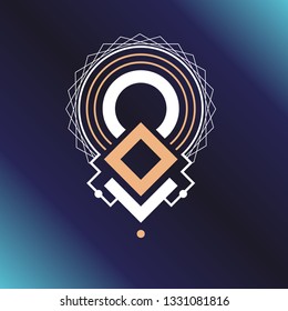 Sacred geometry symbol. Alchemy, religion, philosophy, astrology and spirituality themes. Vector illustration on dark blue background for posters, websites, engraving and much more.