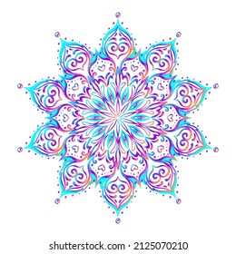 Sacred geometry symbol with all seeing eye in acid colors. Mystic, alchemy, occult concept. Design for indie music cover, t-shirt print, psychedelic poster, flyer. Astrology, esoteric, religion. 