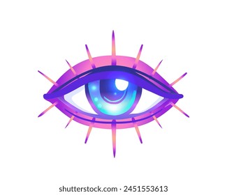 Sacred geometry symbol with all seeing eye over in acid colors. Mystic, alchemy, occult concept. Design for indie music cover, t-shirt print, psychedelic poster, flyer.
