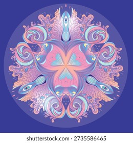 Sacred geometry symbol with all seeing eye in acid colors. Mystic, alchemy, occult concept. Design for indie music cover, t-shirt print, psychedelic poster, flyer. -1-1
